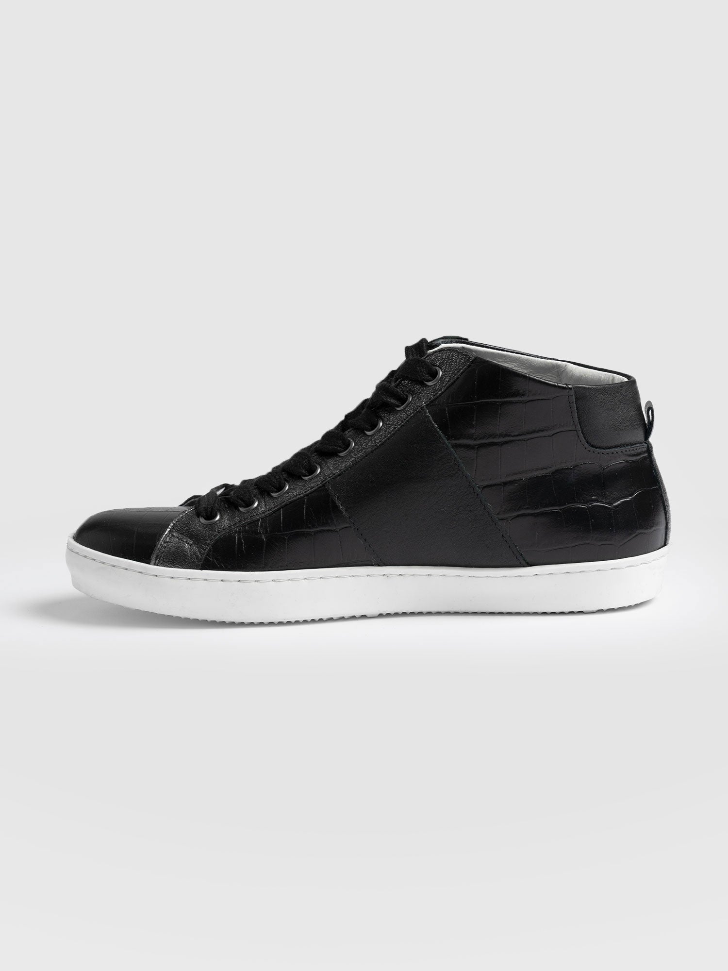Hoxton Sneaker Metallic Black Croc - Women's Sneakers | Saint + Sofia® USA